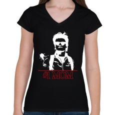 PRINTFASHION #1 Mom - Stranger Things - Női V-nyakú póló - Fekete