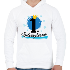 PRINTFASHION 1. szilveszterem - Férfi kapucnis pulóver - Fehér férfi pulóver, kardigán