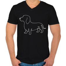 PRINTFASHION 1 vonalas tacsi fehér - Férfi V-nyakú póló - Fekete férfi póló