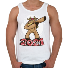 PRINTFASHION 2021 táncoló tehén  - Férfi atléta - Fehér