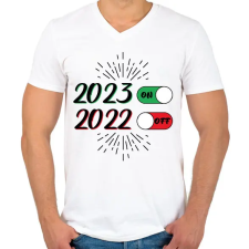 PRINTFASHION 2023 - ON - Férfi V-nyakú póló - Fehér férfi póló