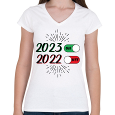PRINTFASHION 2023 - ON - Női V-nyakú póló - Fehér