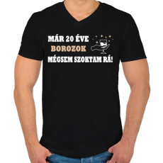 PRINTFASHION 20 éve borozgatok! - Férfi V-nyakú póló - Fekete
