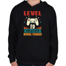 PRINTFASHION 20 éves gamer - Gyerek kapucnis pulóver - Fekete gyerek pulóver, kardigán