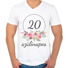 PRINTFASHION 20 éves szülinapos - Férfi V-nyakú póló - Fehér férfi póló
