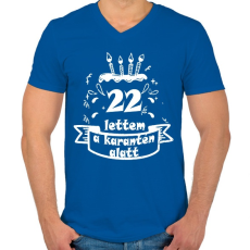 PRINTFASHION 22 lettem - Férfi V-nyakú póló - Királykék