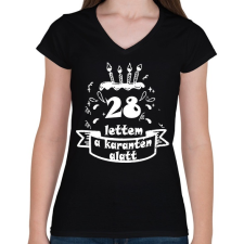 PRINTFASHION 28 lettem - Női V-nyakú póló - Fekete női póló