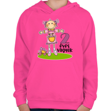 PRINTFASHION "2 éves vagyok" kislányoknak - Gyerek kapucnis pulóver - Fukszia gyerek pulóver, kardigán