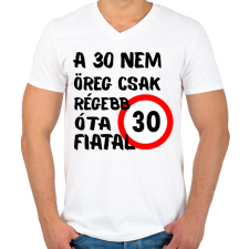 PRINTFASHION 30 éves (fekete) - Férfi V-nyakú póló - Fehér férfi póló