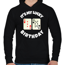 PRINTFASHION 30 POKER SZÜLINAP - Férfi kapucnis pulóver - Fekete férfi pulóver, kardigán