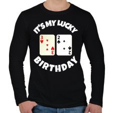 PRINTFASHION 32 POKER SZÜLINAP - Férfi hosszú ujjú póló - Fekete férfi póló