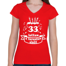 PRINTFASHION 33 lettem - Női V-nyakú póló - Piros női póló