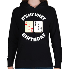 PRINTFASHION 33 POKER SZÜLINAP - Női kapucnis pulóver - Fekete női pulóver, kardigán