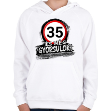 PRINTFASHION 35 és még mindig gyorsulok - Gyerek kapucnis pulóver - Fehér