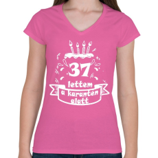 PRINTFASHION 37 lettem - Női V-nyakú póló - Rózsaszín