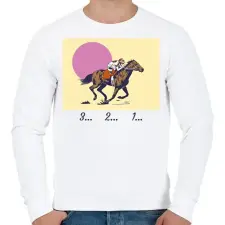 PRINTFASHION 3...2...1... lovaglás - Férfi pulóver - Fehér férfi pulóver, kardigán