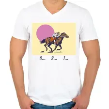 PRINTFASHION 3...2...1... lovaglás - Férfi V-nyakú póló - Fehér férfi póló