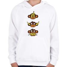 PRINTFASHION 3 Bölcs majom - Gyerek kapucnis pulóver - Fehér gyerek pulóver, kardigán