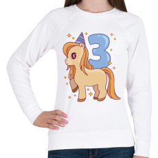 PRINTFASHION 3 éves unikornis - Női pulóver - Fehér