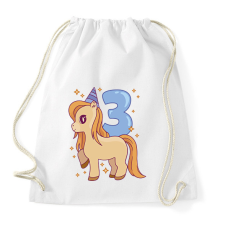 PRINTFASHION 3 éves unikornis - Sportzsák, Tornazsák - Fehér tornazsák