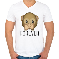 PRINTFASHION 3 majom - forever - Férfi V-nyakú póló - Fehér