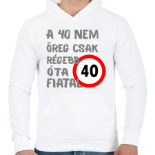 PRINTFASHION 40 éves Sz. - Férfi kapucnis pulóver - Fehér férfi pulóver, kardigán