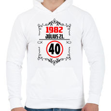PRINTFASHION 40 születésnap évszámmal - Férfi kapucnis pulóver - Fehér