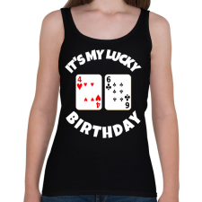 PRINTFASHION 46 POKER SZÜLINAP - Női atléta - Fekete női trikó