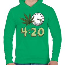 PRINTFASHION 4:20 Cannabis for men - Férfi kapucnis pulóver - Zöld férfi pulóver, kardigán
