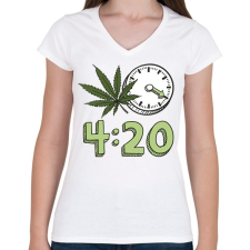 PRINTFASHION 4:20 Cannabis for men - Női V-nyakú póló - Fehér női póló