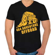 PRINTFASHION 4x4 offroad - Férfi V-nyakú póló - Fekete