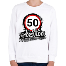 PRINTFASHION 50 és még gyorsulok - Gyerek pulóver - Fehér gyerek pulóver, kardigán