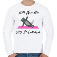 PRINTFASHION 50% NAMASTE 50% F#CK OUTTA HERE - Férfi pulóver - Fehér férfi pulóver, kardigán