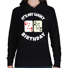 PRINTFASHION 50 POKER SZÜLINAP - Női kapucnis pulóver - Fekete női pulóver, kardigán
