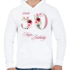 PRINTFASHION 50 szülinap betűs - Férfi kapucnis pulóver - Fehér férfi pulóver, kardigán