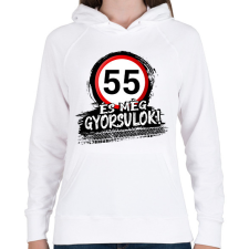 PRINTFASHION 55 és még gyorsulok - Női kapucnis pulóver - Fehér női pulóver, kardigán