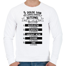 PRINTFASHION 5 dolog van amit jobban szeretek a sütésnél - Férfi pulóver - Fehér