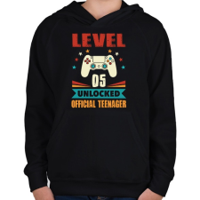 PRINTFASHION 5 éves gamer - Gyerek kapucnis pulóver - Fekete gyerek pulóver, kardigán