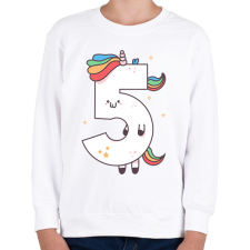 PRINTFASHION 5 éves unikornis - Gyerek pulóver - Fehér gyerek pulóver, kardigán