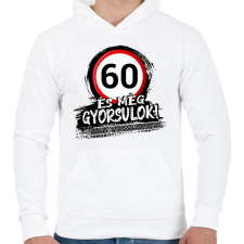 PRINTFASHION 60 és még gyorsulok - Férfi kapucnis pulóver - Fehér férfi pulóver, kardigán