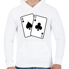 PRINTFASHION 67 kártya - Férfi kapucnis pulóver - Fehér férfi pulóver, kardigán