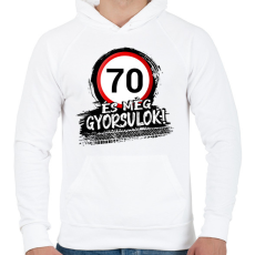 PRINTFASHION 70 és még gyorsulok - Férfi kapucnis pulóver - Fehér