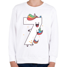 PRINTFASHION 7 éves unikornis - Gyerek pulóver - Fehér