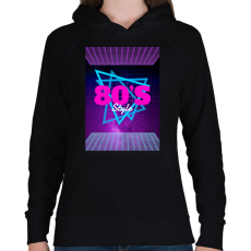 PRINTFASHION 80-as évek - Női kapucnis pulóver - Fekete
