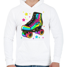 PRINTFASHION 80-as évek retro görkorcsolya neon - Férfi kapucnis pulóver - Fehér férfi pulóver, kardigán