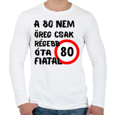 PRINTFASHION 80 éves (fekete) - Férfi hosszú ujjú póló - Fehér férfi póló