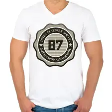 PRINTFASHION 87 - Férfi V-nyakú póló - Fehér férfi póló