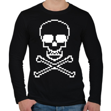 PRINTFASHION 8bit koponya - Férfi hosszú ujjú póló - Fekete férfi póló