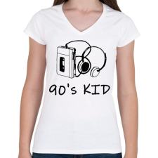 PRINTFASHION 90's kid - Női V-nyakú póló - Fehér női póló