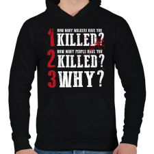 PRINTFASHION A 3 kérdés - Férfi kapucnis pulóver - Fekete férfi pulóver, kardigán